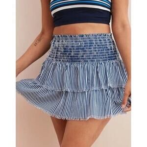 Aerie Blue and White Striped Mini Skirt